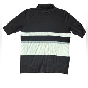 Liz Claiborne turtle neck , short sleeve black and white sweater